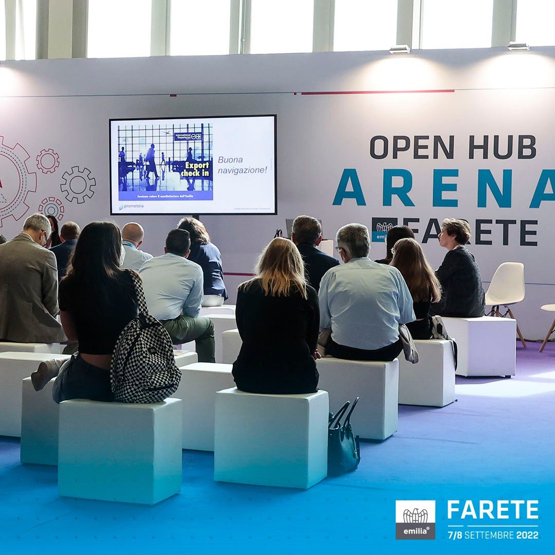 Lo stand e l'arena di FARETE, la fiera di Confindustria Emilia a cui XGroup ha partecipato